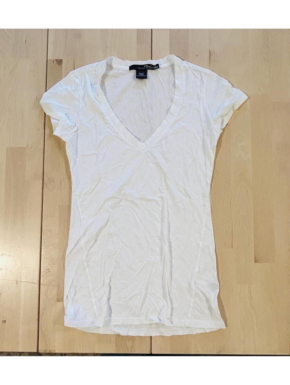 RLX Ralph Lauren White V-Neck Tee | 100% Pima Cotton | Size S